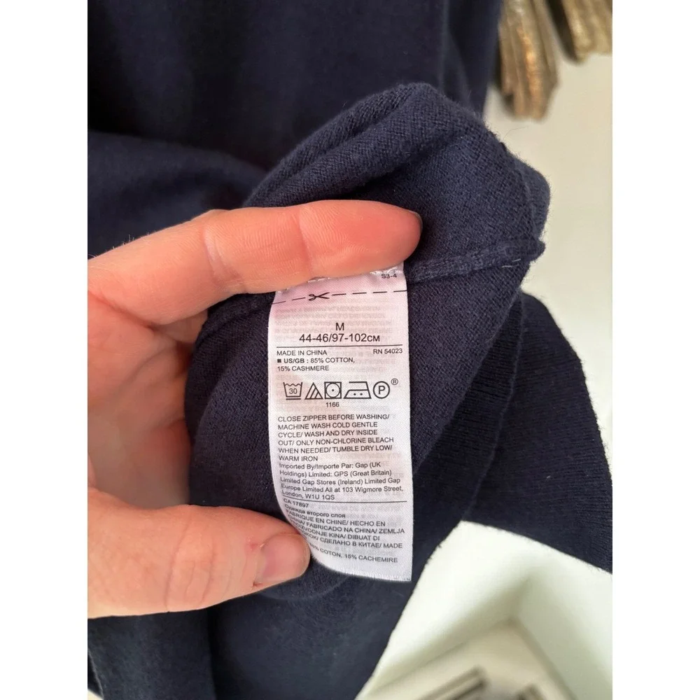 Banana Republic Cotton Cashmere Quarter Zip‎ Sweater Men's M Navy
